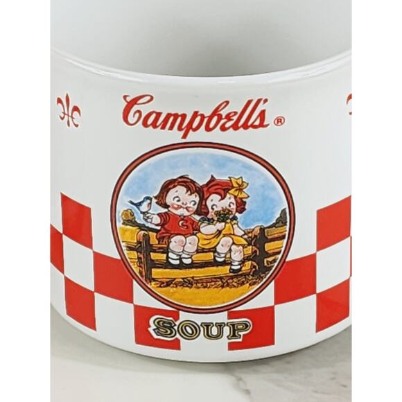 Campbell's Soup Cup Coffee Mug Teacup 10oz 8oz Porcelain 2000 Kids x2 Vintage - Picture 5 of 16